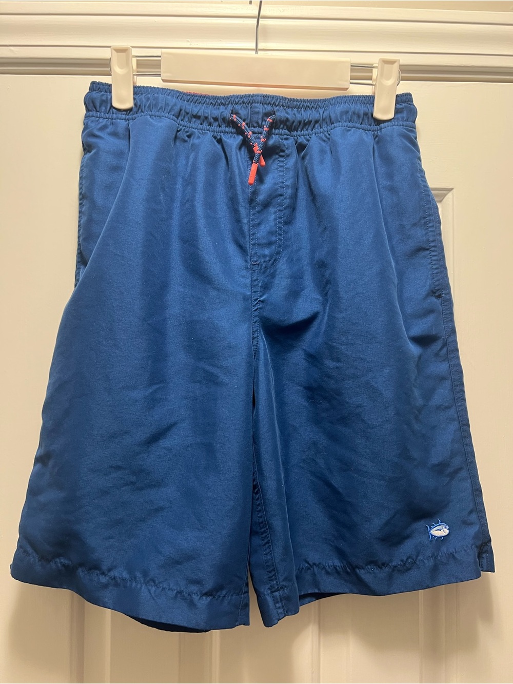 Southern Tide Boys Blue Swim Trunks with Coral Drawstring XL